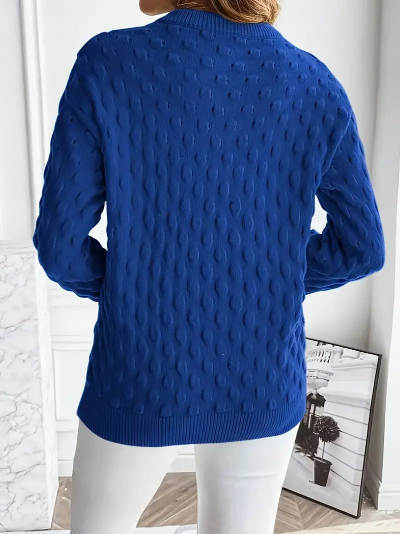 Strickpullover in Uni-Farbe mit Punktmuster Für Frauen
