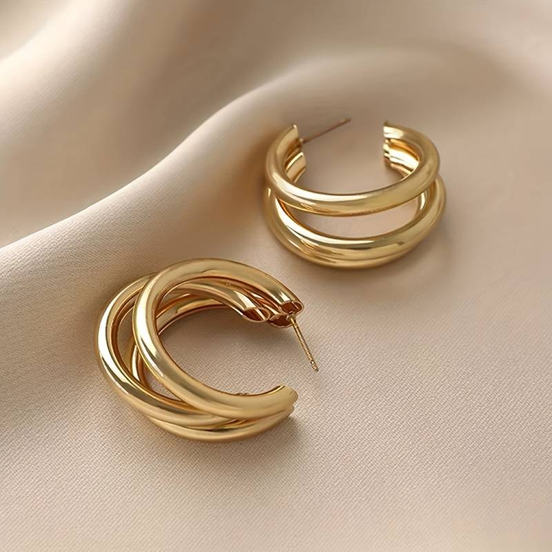 Set aus 3 Goldfarbener Creolen Für Frauen