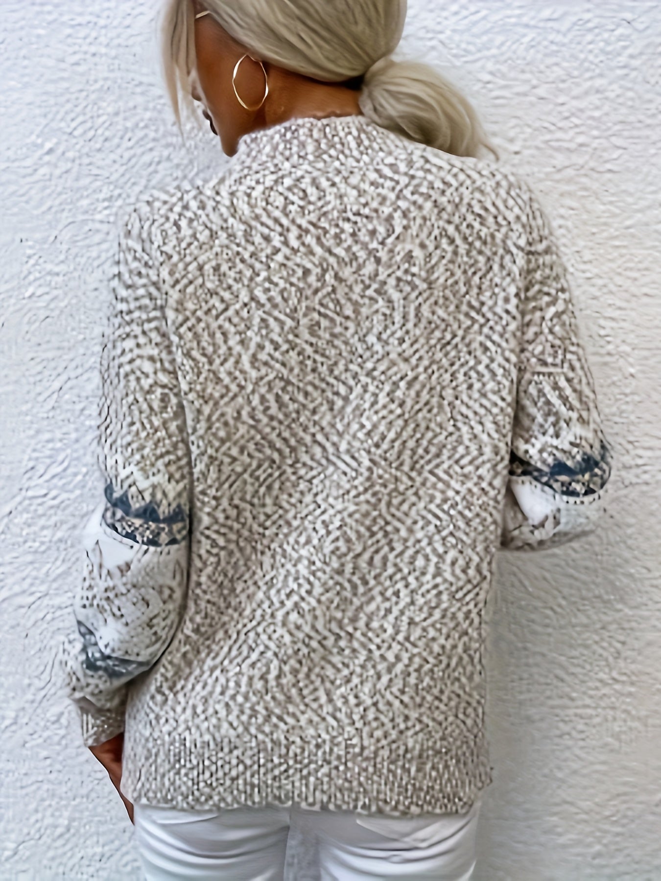 Gemütlicher Schneeflocken-Pullover Mit Stehkragen Für Frauen