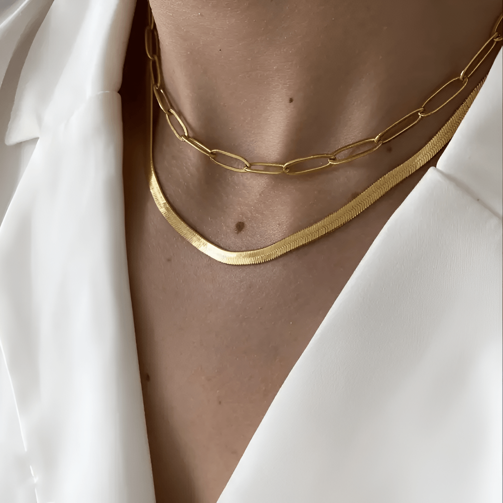 Goldener zweiteiliger Schlangen Choker für Damen