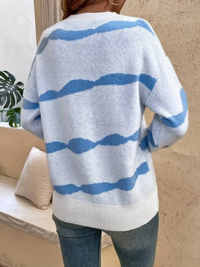 Lässiger Gestreifter Pullover Für Frauen
