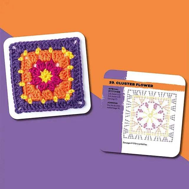 Cluster flower granny square from 50 Häkelkarten mit bunten Mustern with instructions