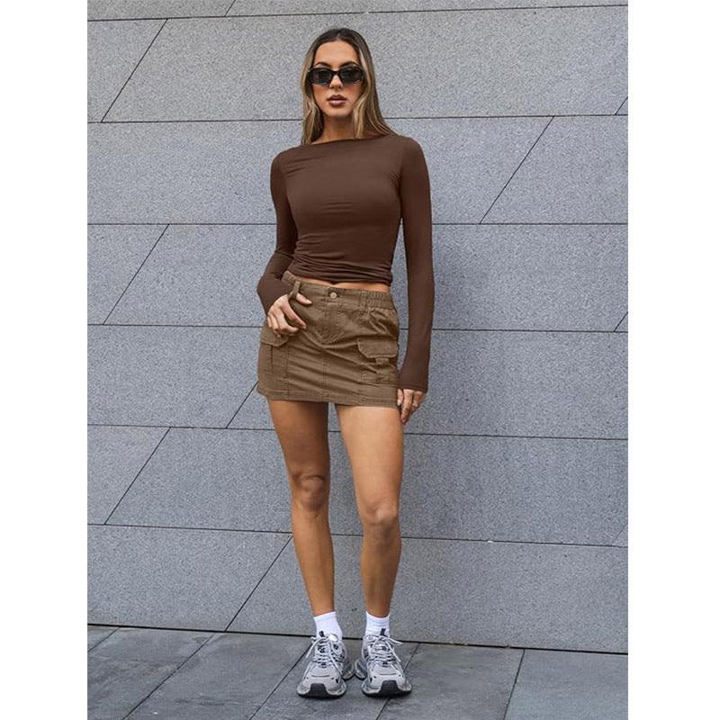 Langarm-Slim-Fit-T-Shirt für Frauen