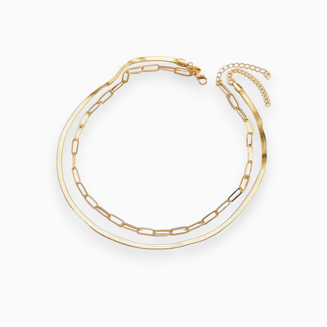 Goldener zweiteiliger Schlangen Choker für Damen