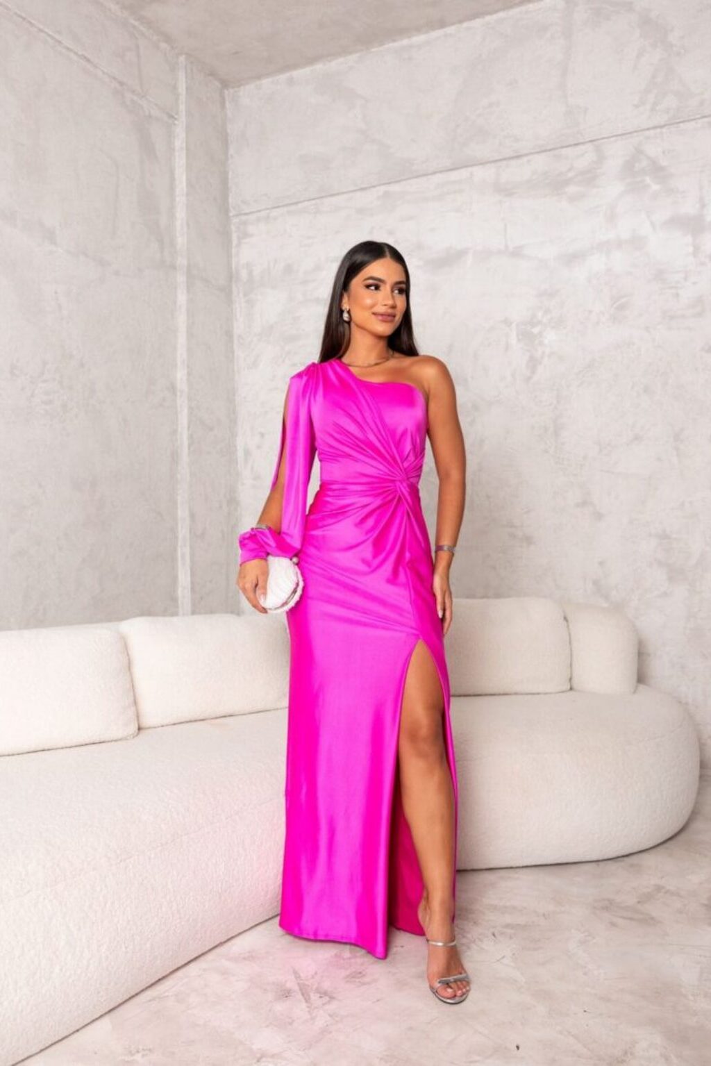 Elegantes One Shoulder Abendkleid mit Hohem Schlitz für Frauen