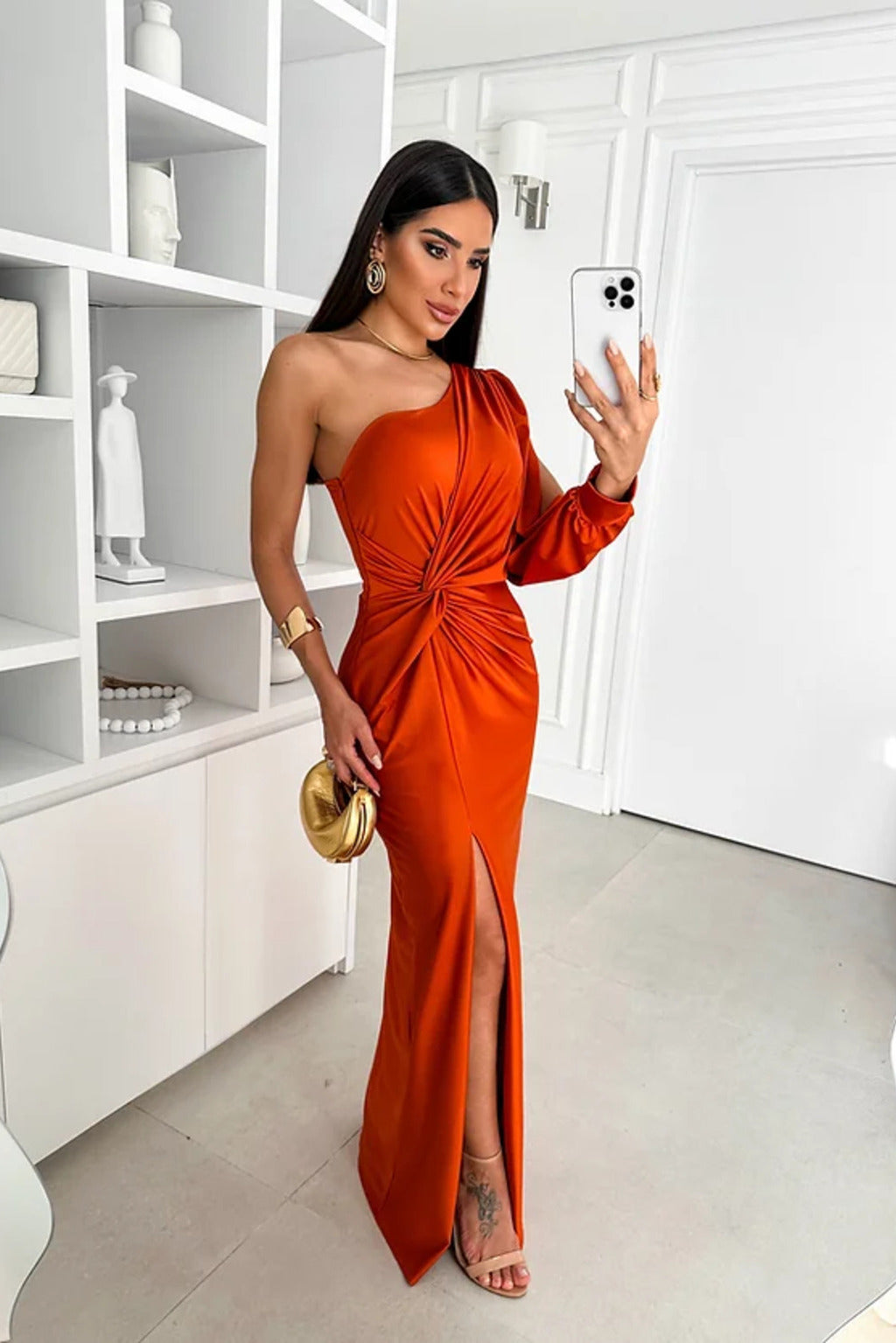 Elegantes One Shoulder Abendkleid mit Hohem Schlitz für Frauen