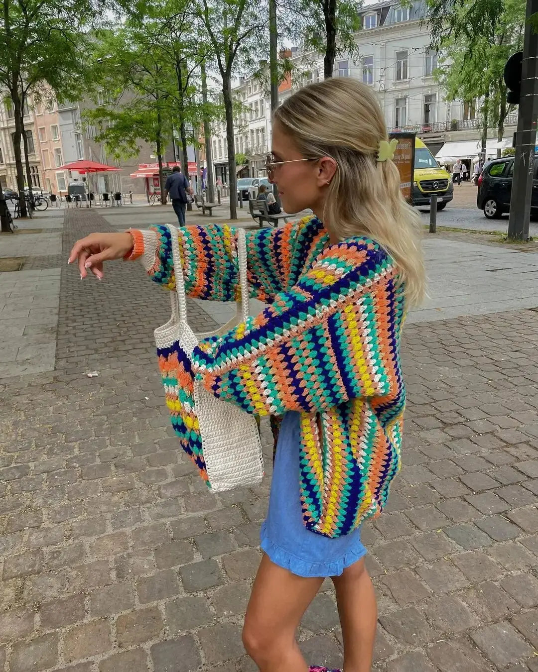 Boho-Häkel-Cardigan Für Frauen