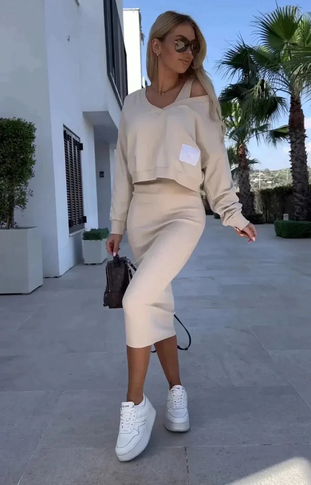 Elegantes Kleid mit kuscheligem Pullover-Kombination Für Frauen
