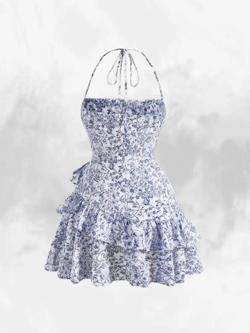 Corazelle | Geblümtes Neckholder Volantkleid