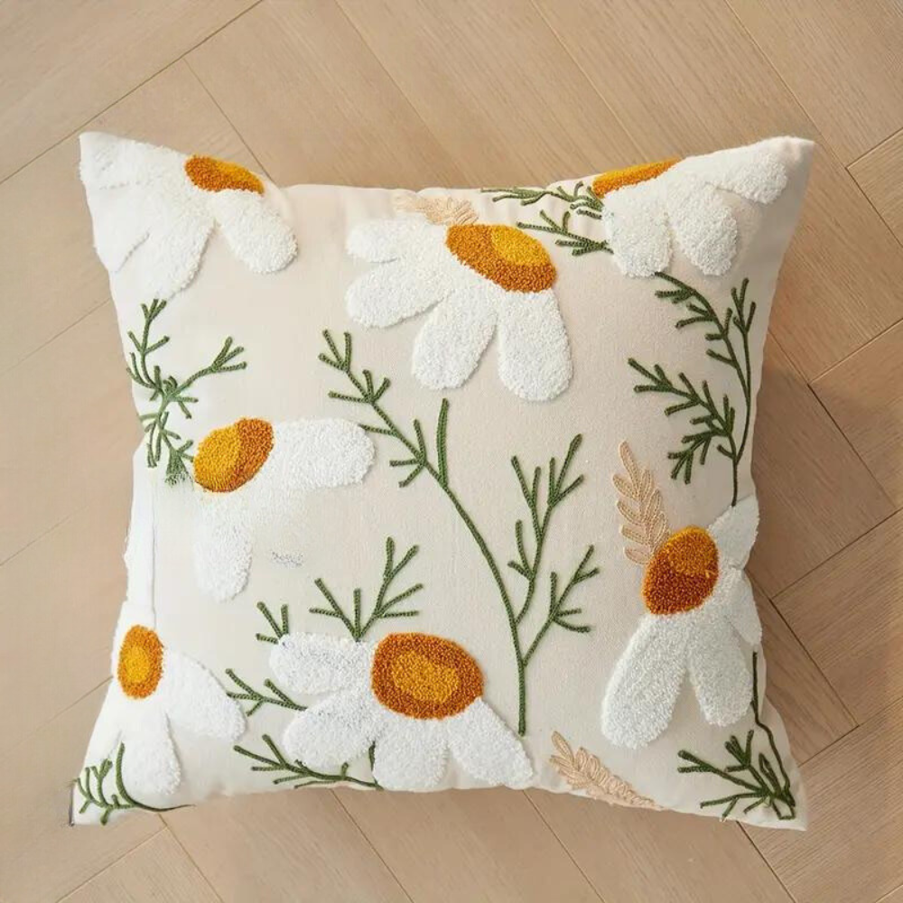 Kissenbezug mit gesticktem Blumen- und Botanik-Muster product image 6