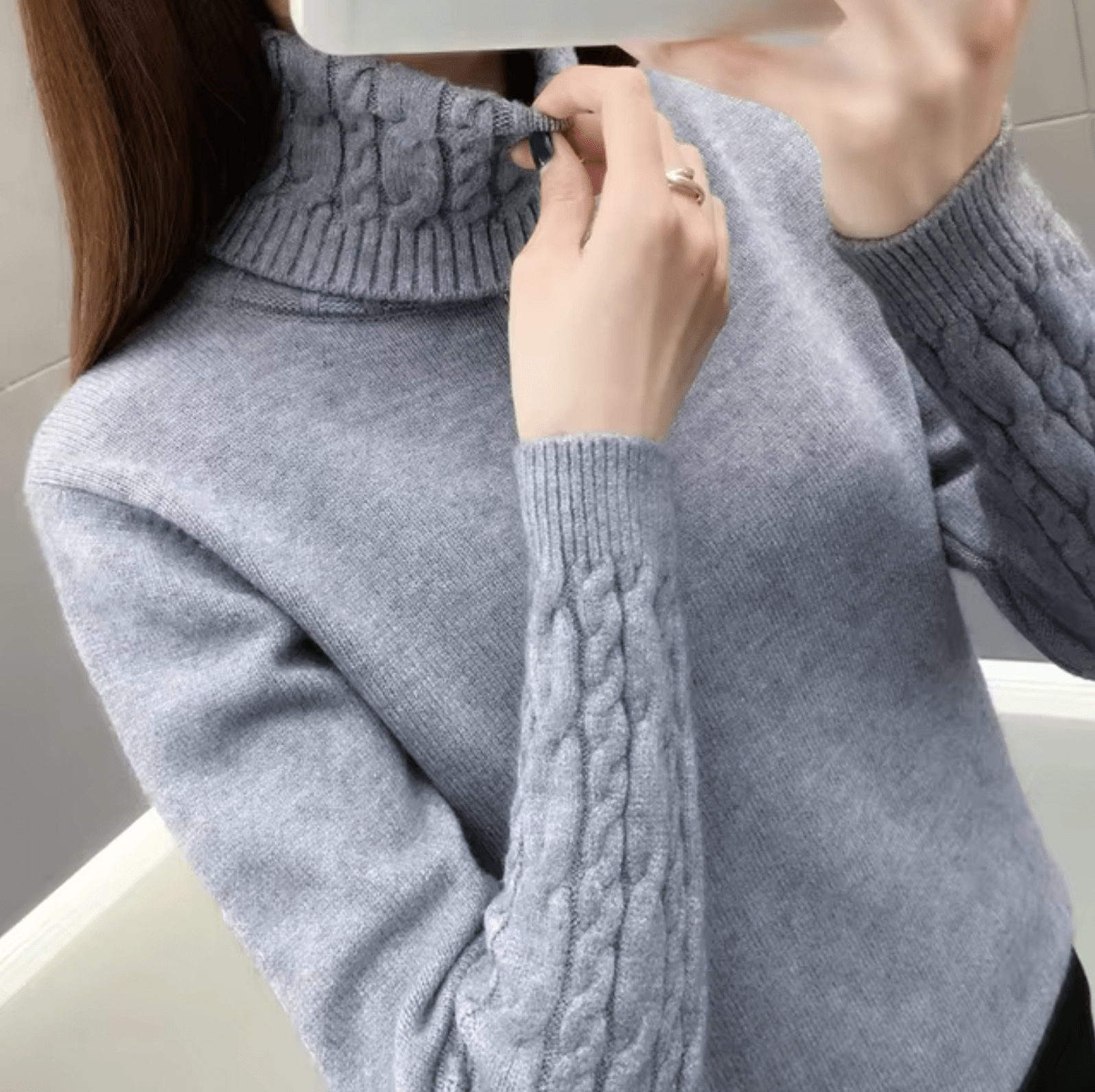 Klassischer Rollkragenpullover aus Wolle für Damen