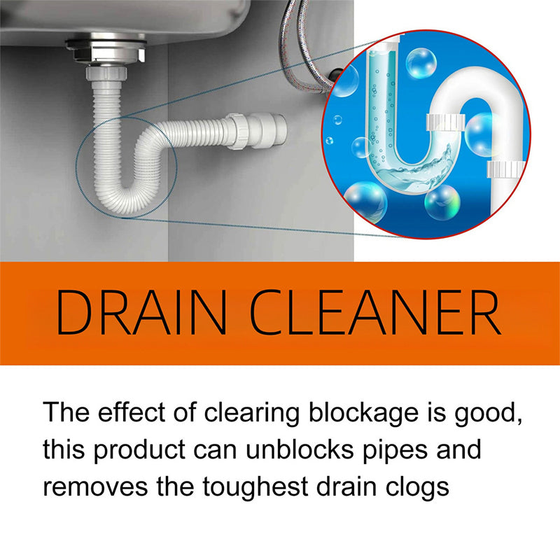 Drain cleaner pipe diagram showing blockage removal process household plumbing