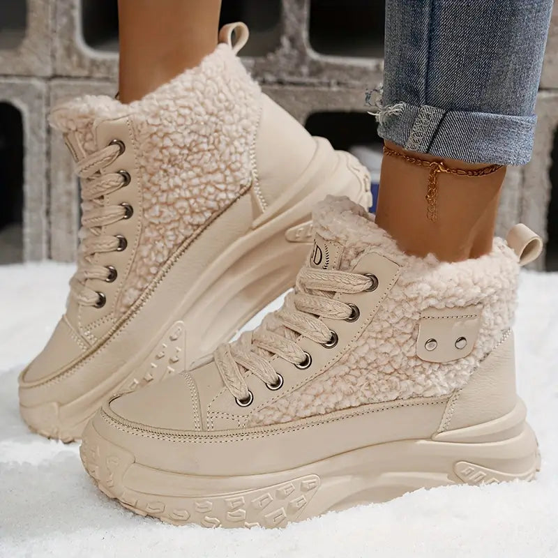 Gemütliche Fleece-gefütterte Schneestiefel Für Lässigen Winterstil Für Frauen