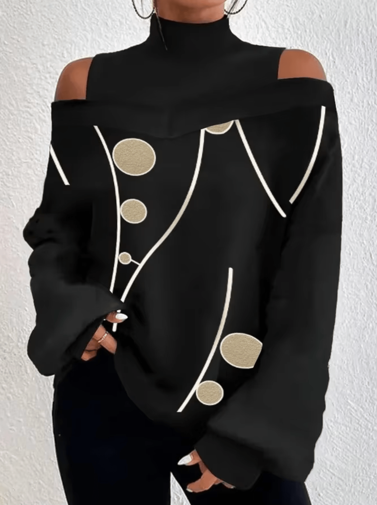 Elegante Off-Shoulder-Bluse mit Rollkragen für Damen