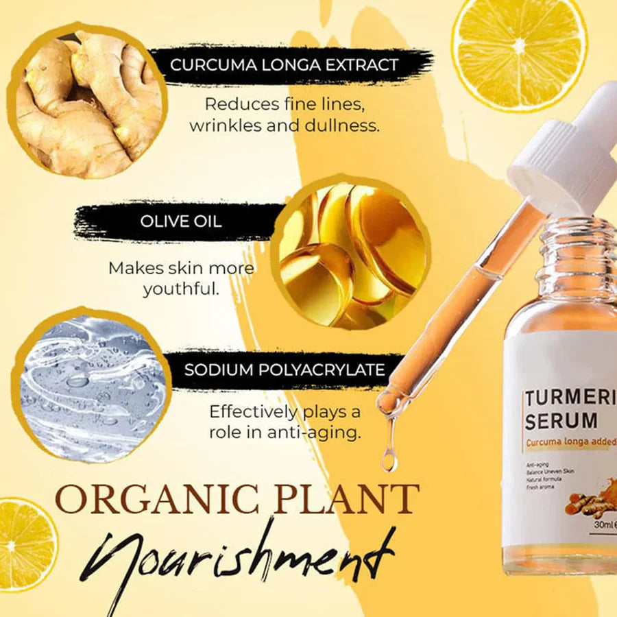 TurmicGlow™ – Dunkle Flecken korrigierendes Kurkuma-Serum [1 + 1 Gratis]