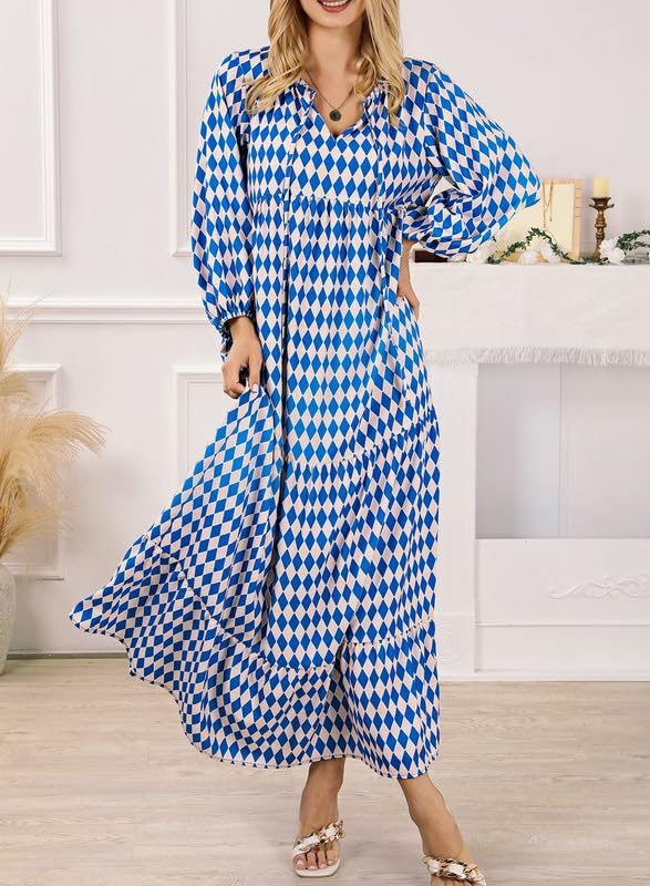 Lieke™ - Damen Puffärmel Geometrische Bohème Maxikleider [50% Rabatt]