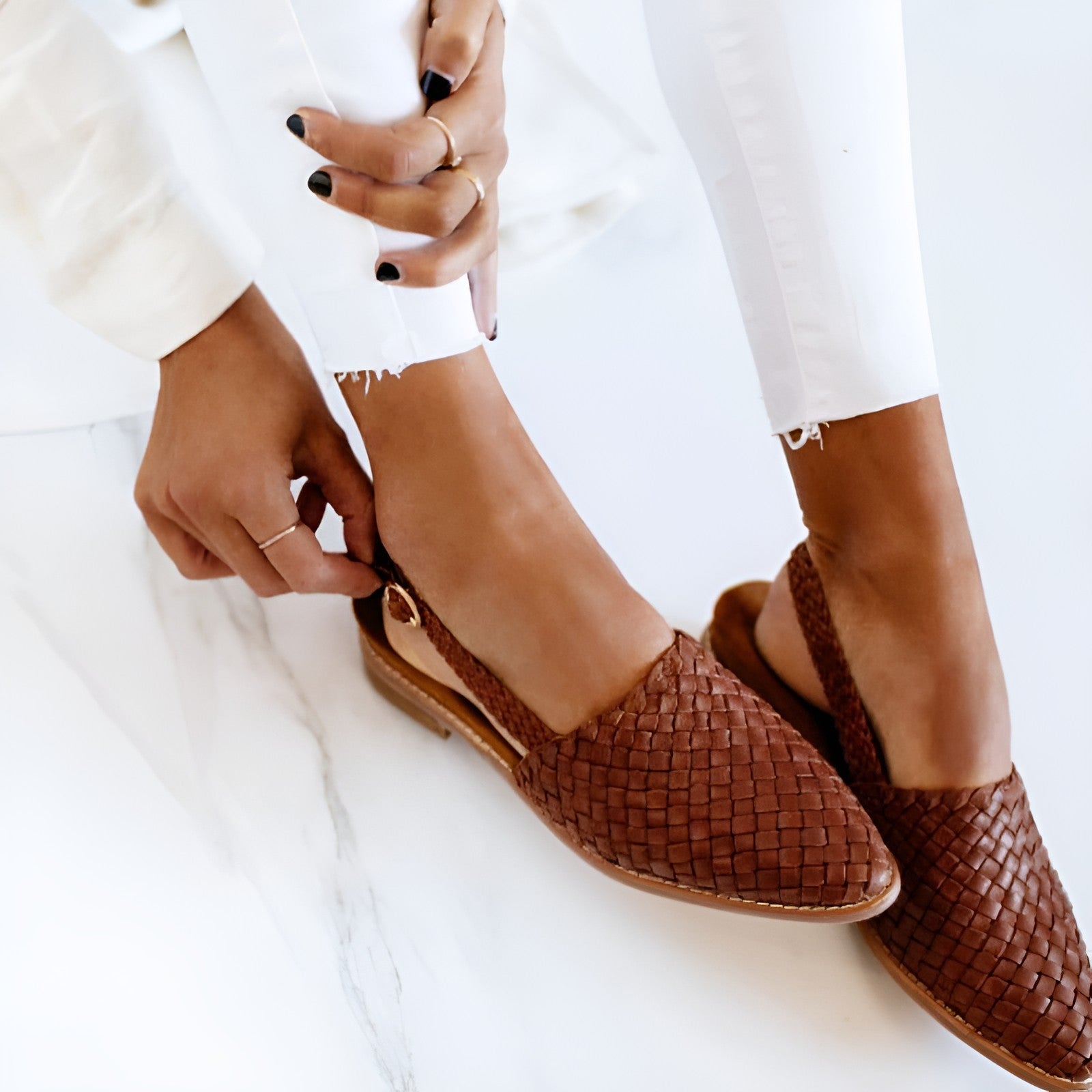 Zephina | Geflochtene Leder-Sandalen Damen