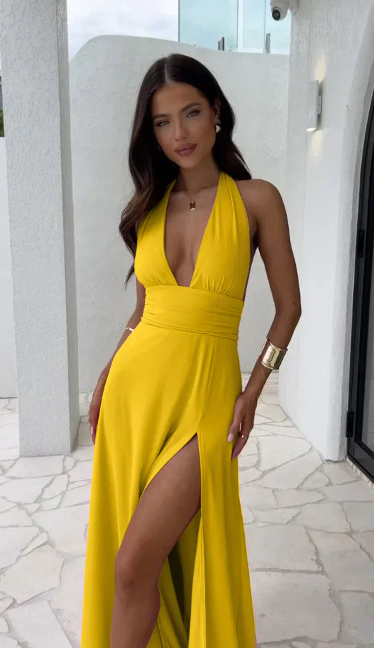 Sexy Kleid mit tiefem V-Ausschnitt und Schlitz Für Frauen