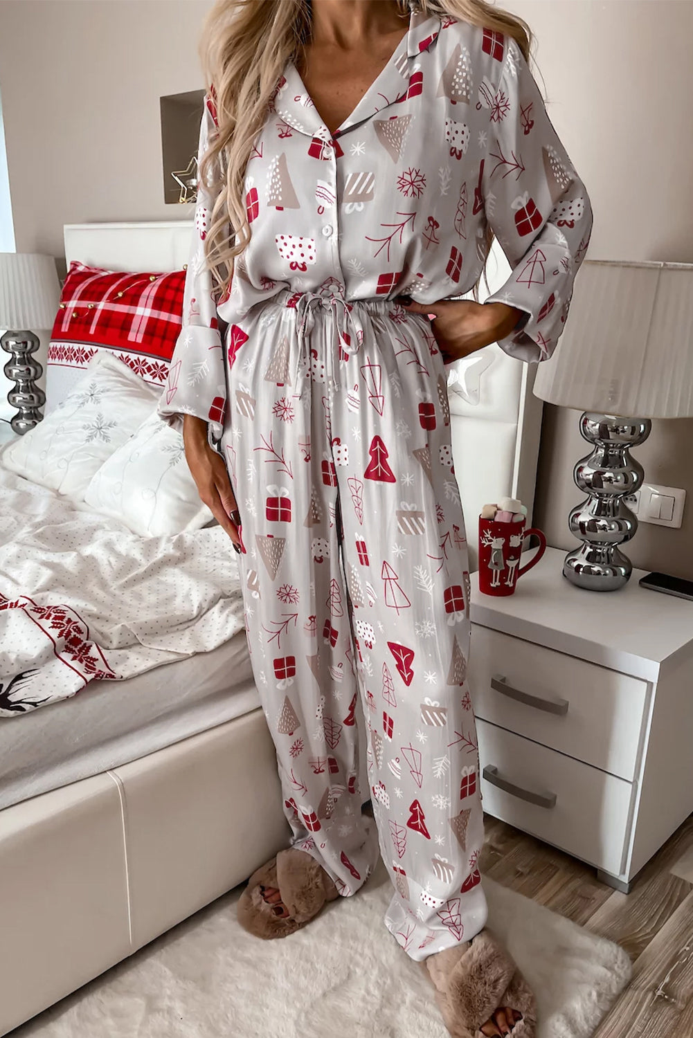 Weihnachts-Pyjama-Set mit festlichem Druck Für Frauen