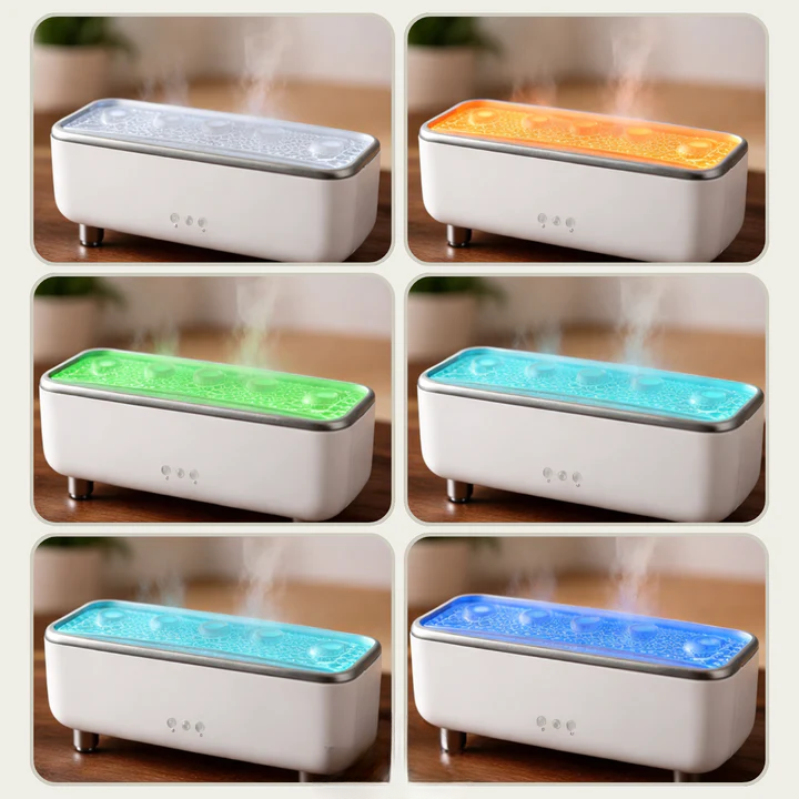 Aroma-Diffuser mit LED-Licht displaying six different color lighting options