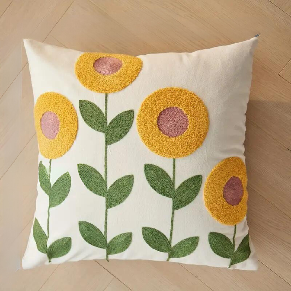 Kissenbezug mit gesticktem Blumen- und Botanik-Muster product image 5