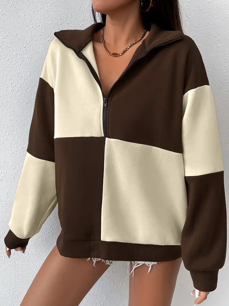 Bequemer Sweatshirt mit Farbakzenten für Damen