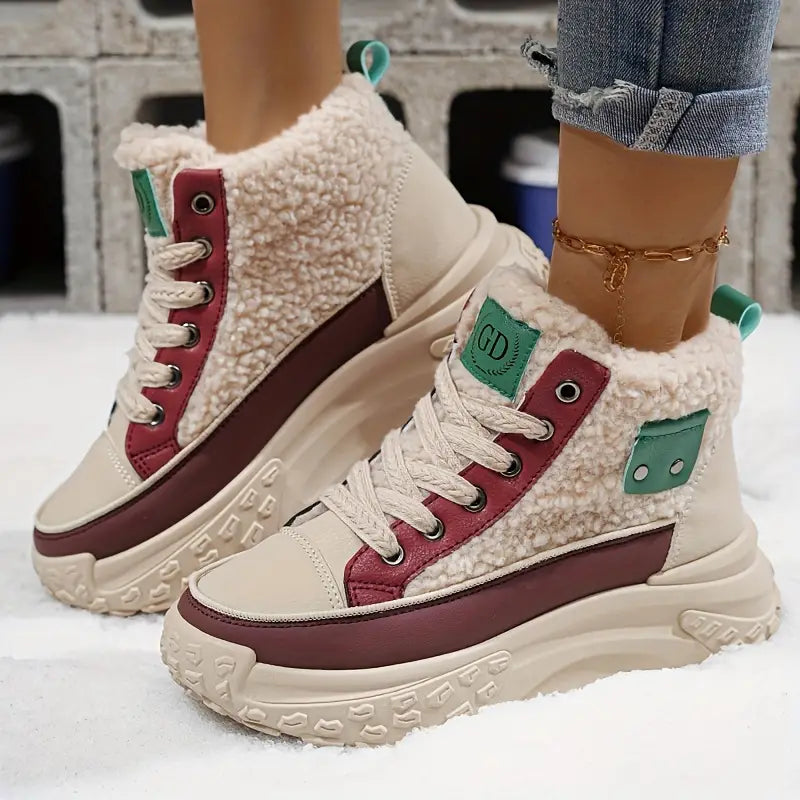 Gemütliche Fleece-gefütterte Schneestiefel Für Lässigen Winterstil Für Frauen