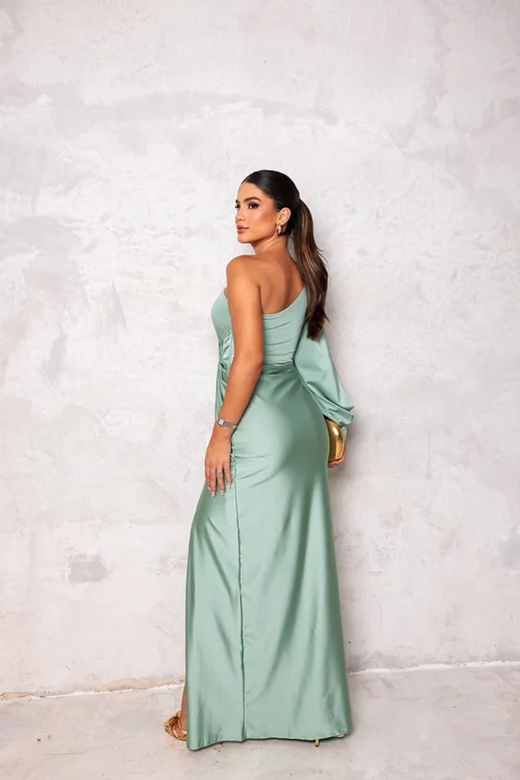 Elegantes One Shoulder Abendkleid mit Hohem Schlitz für Frauen