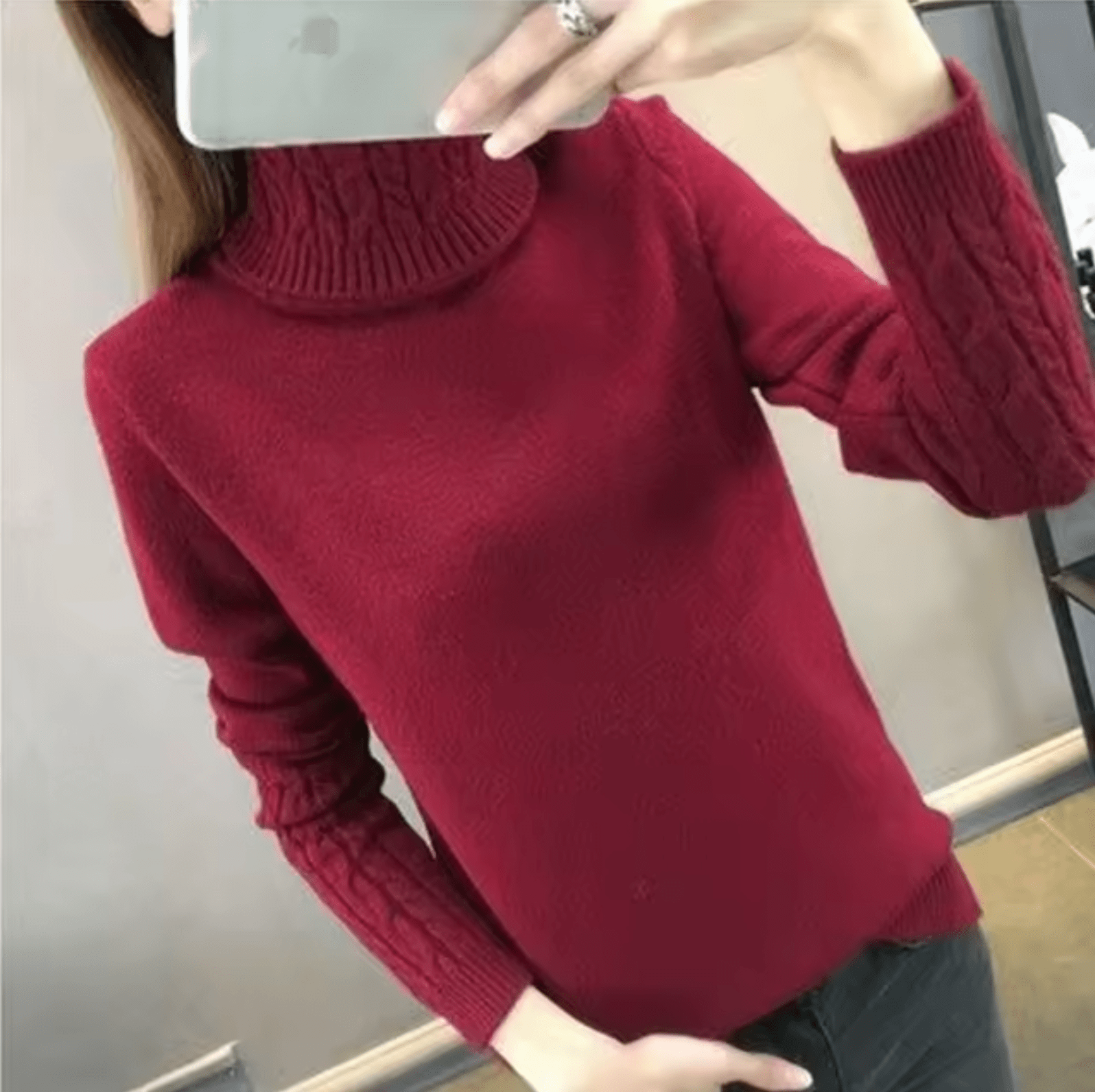 Klassischer Rollkragenpullover aus Wolle für Damen
