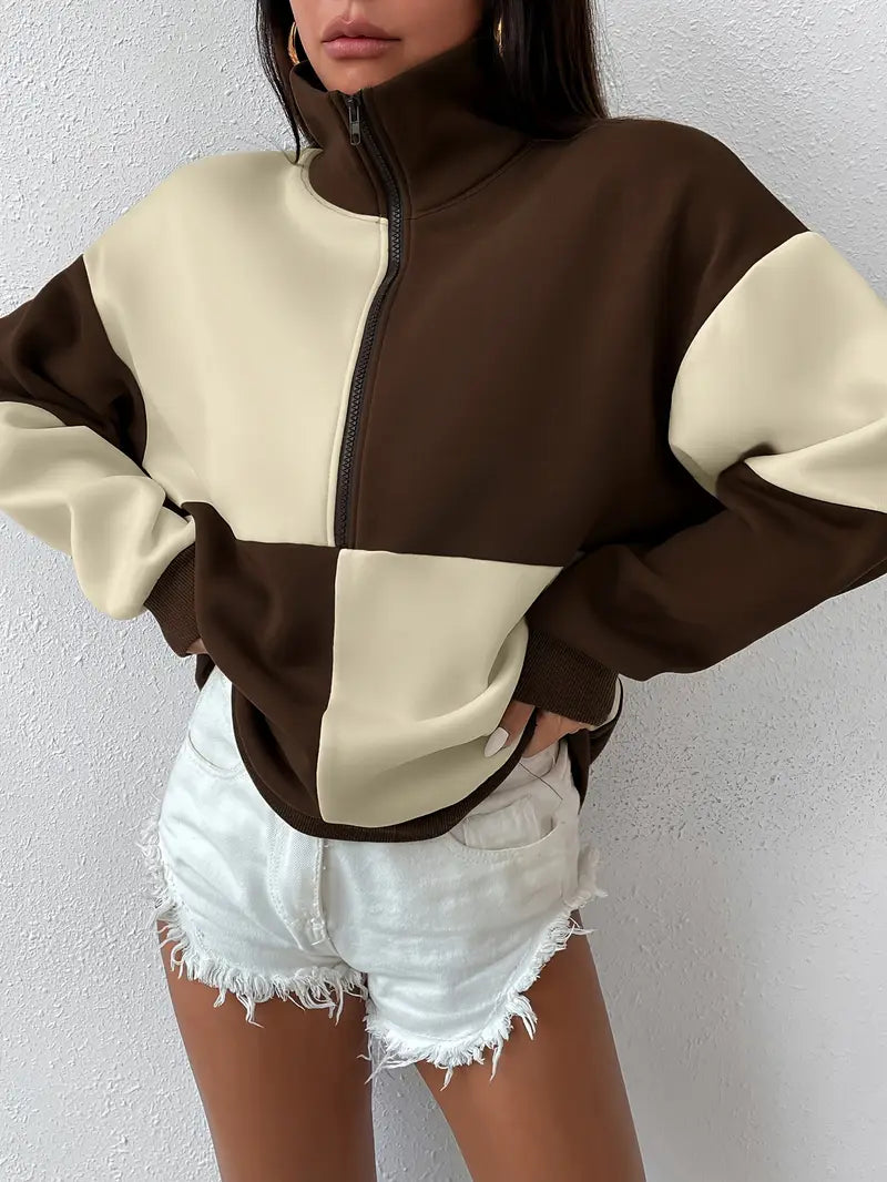 Bequemer Sweatshirt mit Farbakzenten für Damen