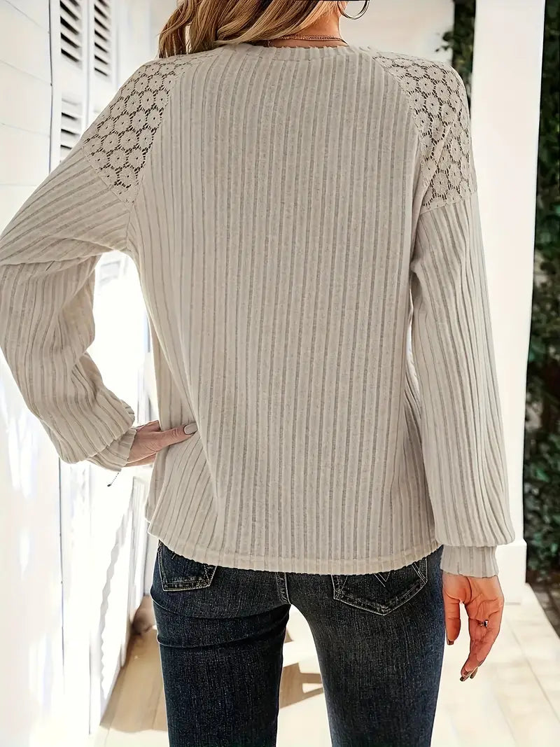 Modisches Strickspitzen-Top mit Eleganten Details für Damen