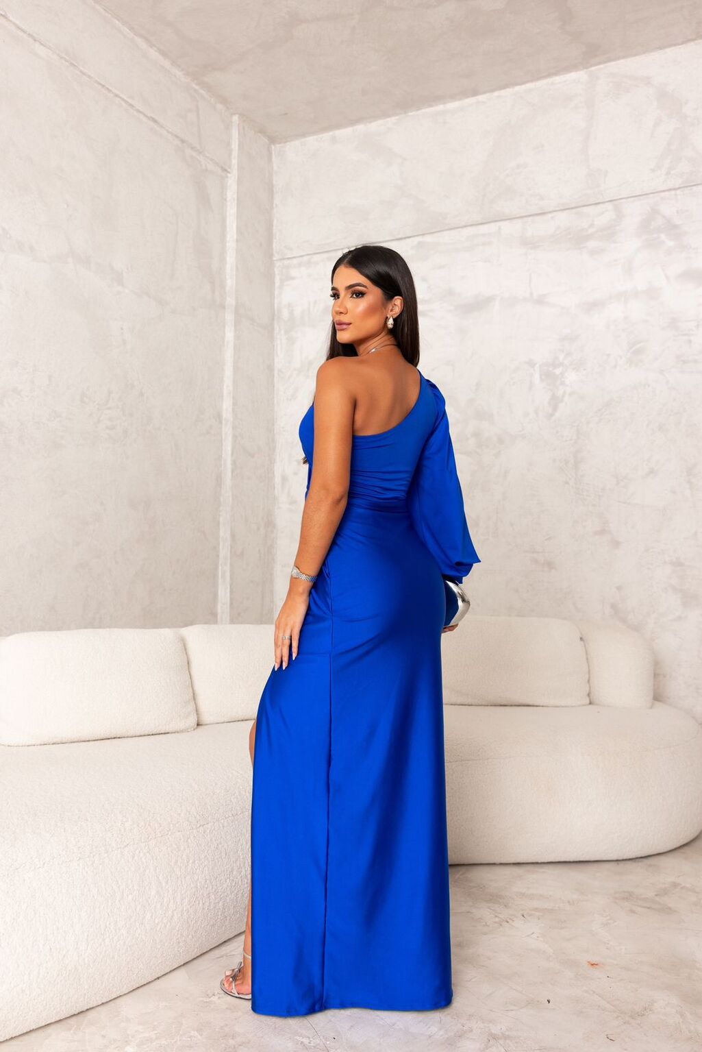 Elegantes One Shoulder Abendkleid mit Hohem Schlitz für Frauen
