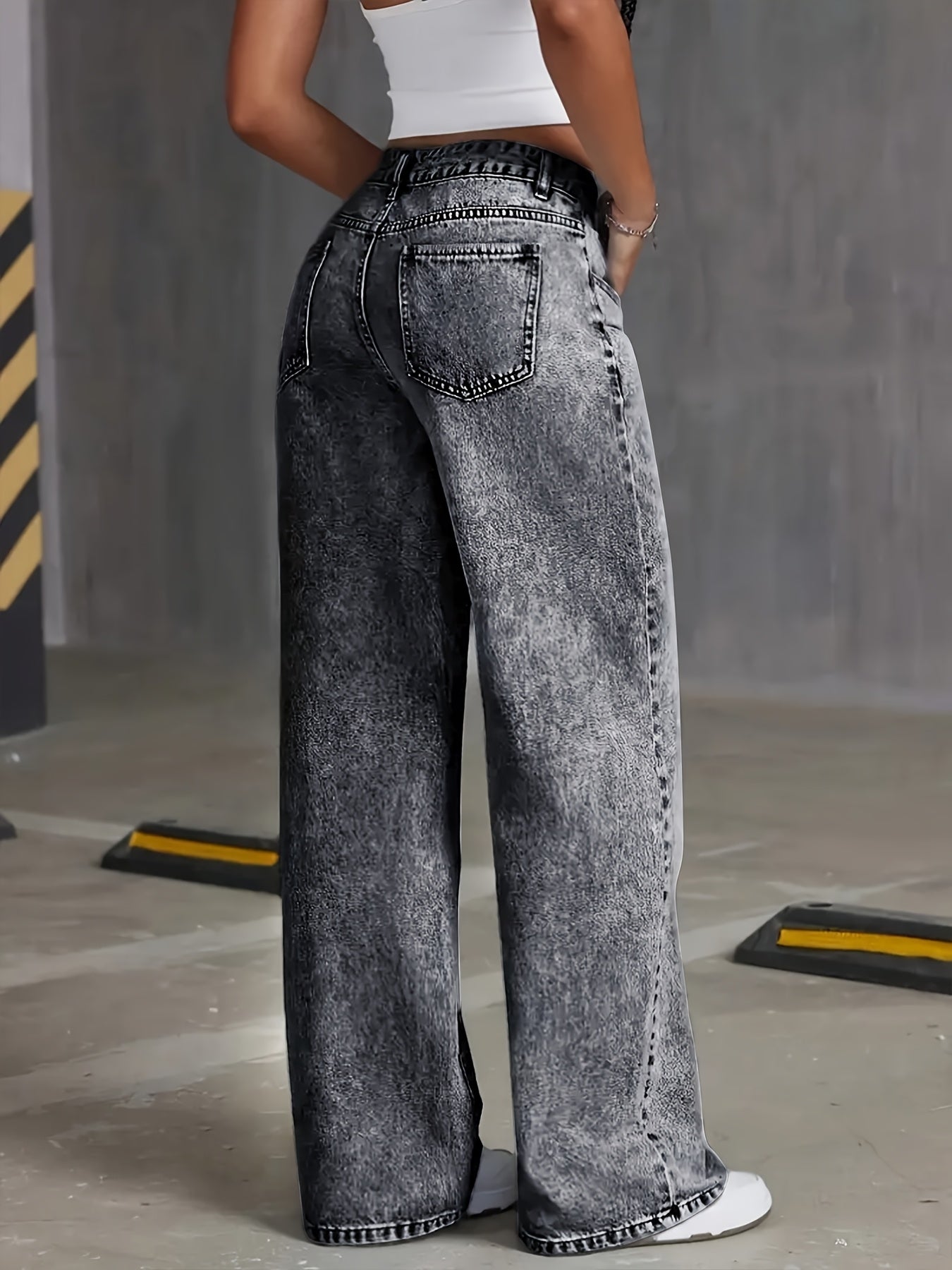 Gerade hochgeschnittene Stretch-Damen-Jeans für Frauen