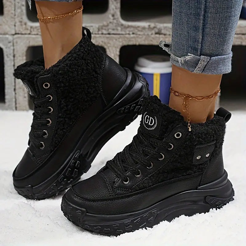 Gemütliche Fleece-gefütterte Schneestiefel Für Lässigen Winterstil Für Frauen