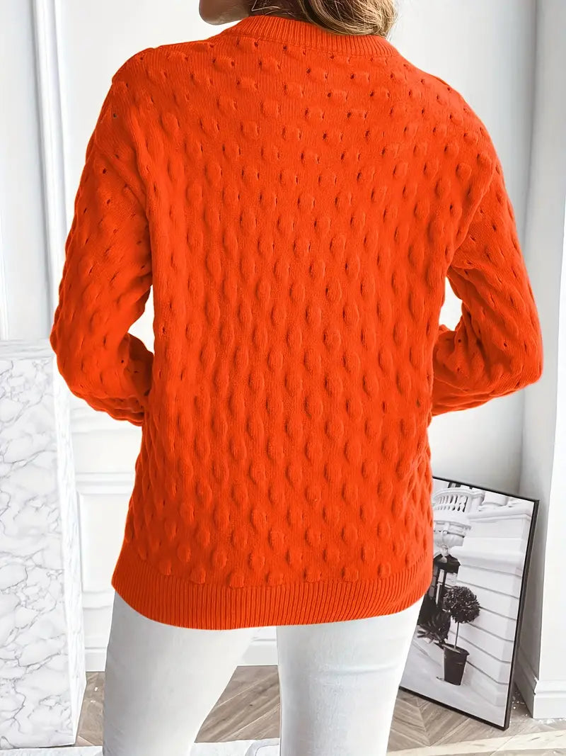 Strickpullover in Uni-Farbe mit Punktmuster Für Frauen