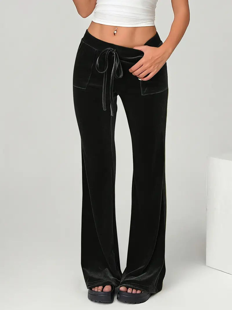 Elegante Weite Samthose mit fließendem Schnitt für Frauen