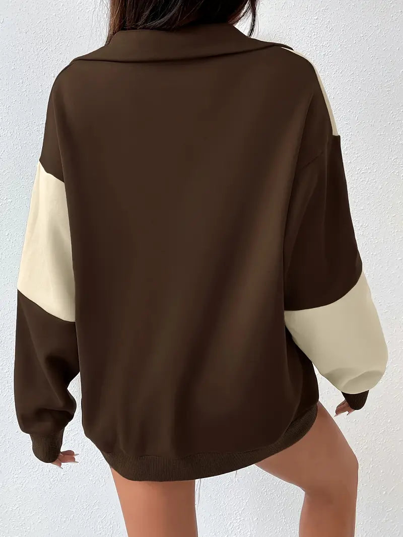 Bequemer Sweatshirt mit Farbakzenten für Damen