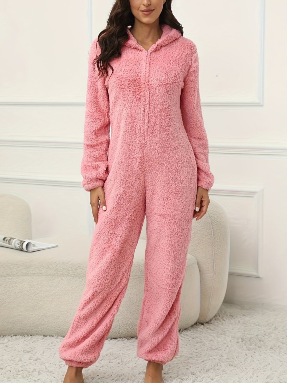 Gemütlicher Kapuzen-Lounge-Jumpsuit Für Stilvollen Winterkomfort Für Frauen