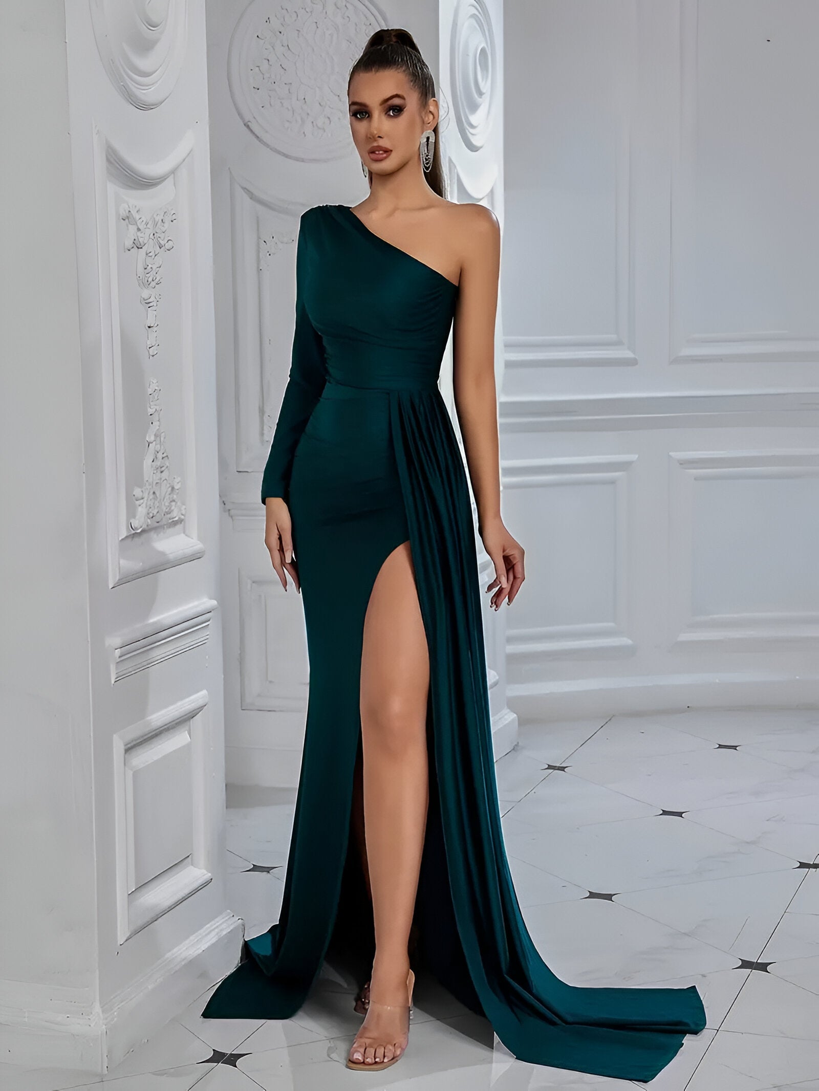Elegantes Abendkleid aus drapierter Seide Für Frauen
