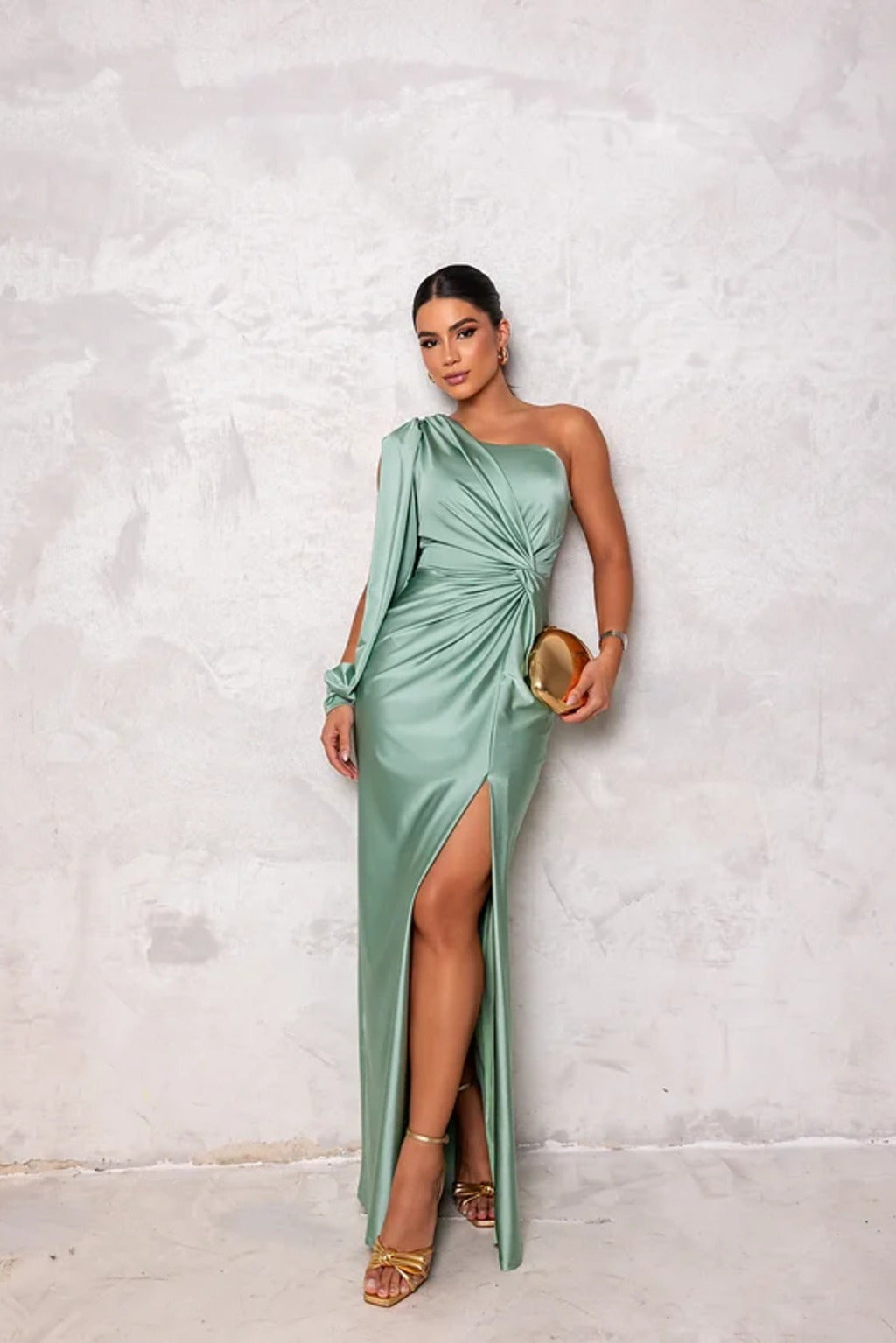 Elegantes One Shoulder Abendkleid mit Hohem Schlitz für Frauen