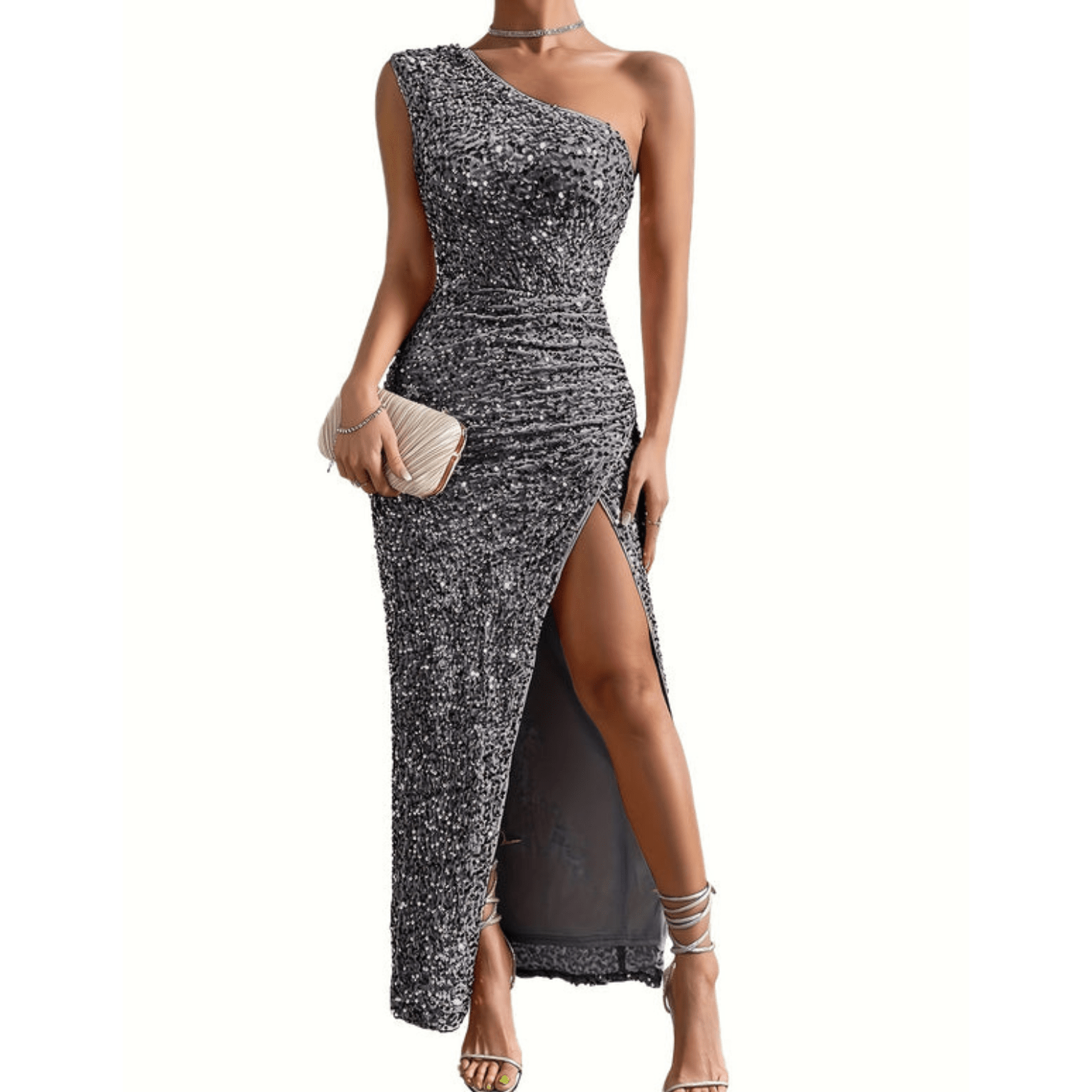 Glitzerndes Schulterkleid mit glamourösem Glanz für Damen
