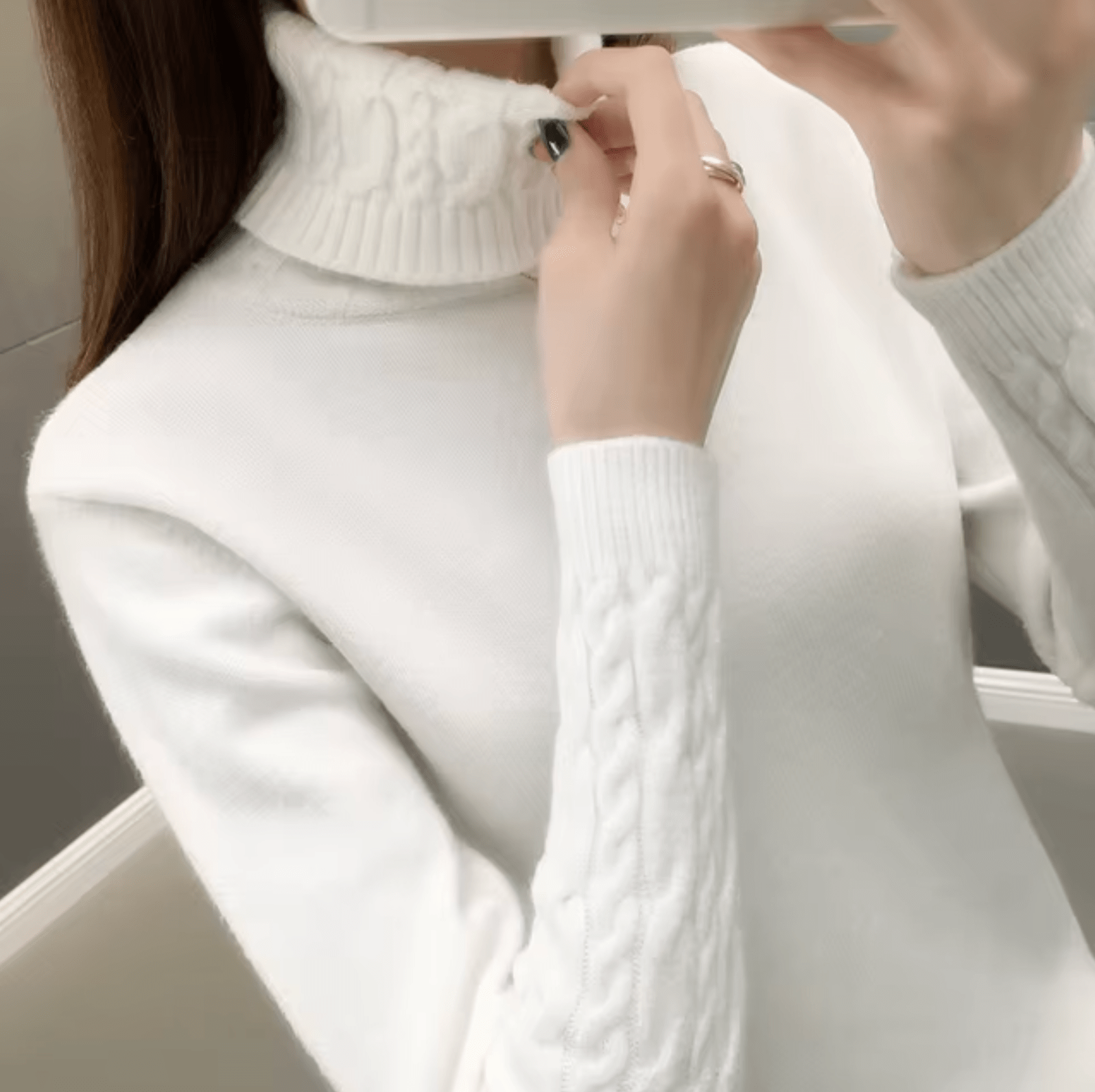 Klassischer Rollkragenpullover aus Wolle für Damen