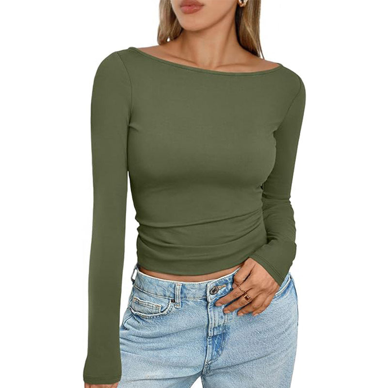 Langarm-Slim-Fit-T-Shirt für Frauen