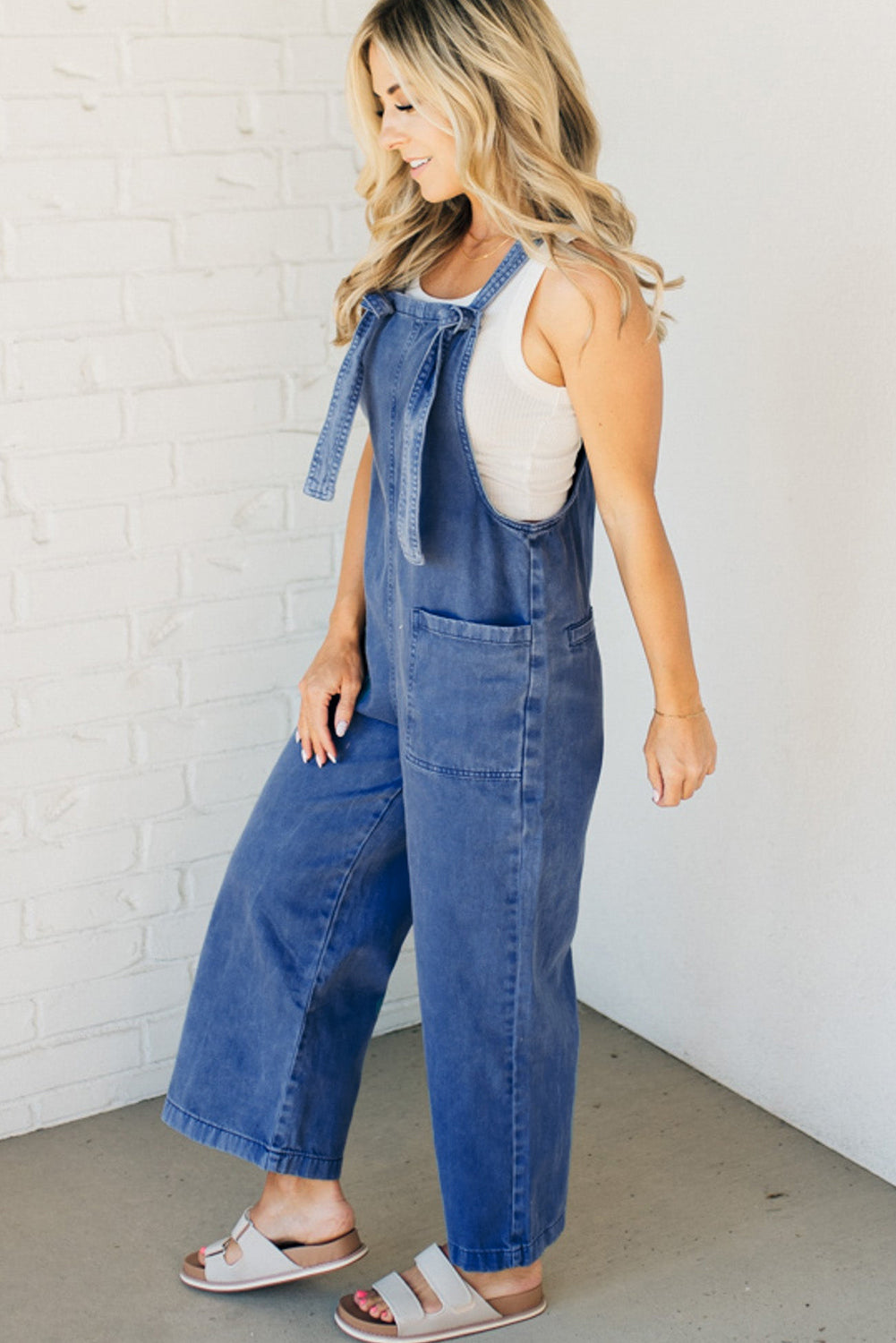 Latzhose aus Denim in Preußischblau Für Frauen