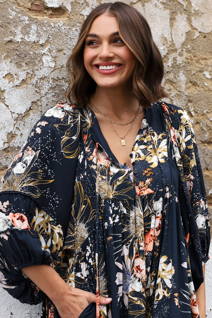 Elaria | Verspieltes Indigo Minikleid