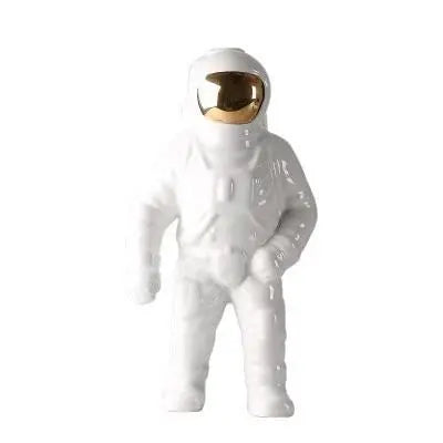 White ceramic astronauten-figur with golden visor creative planter decoration