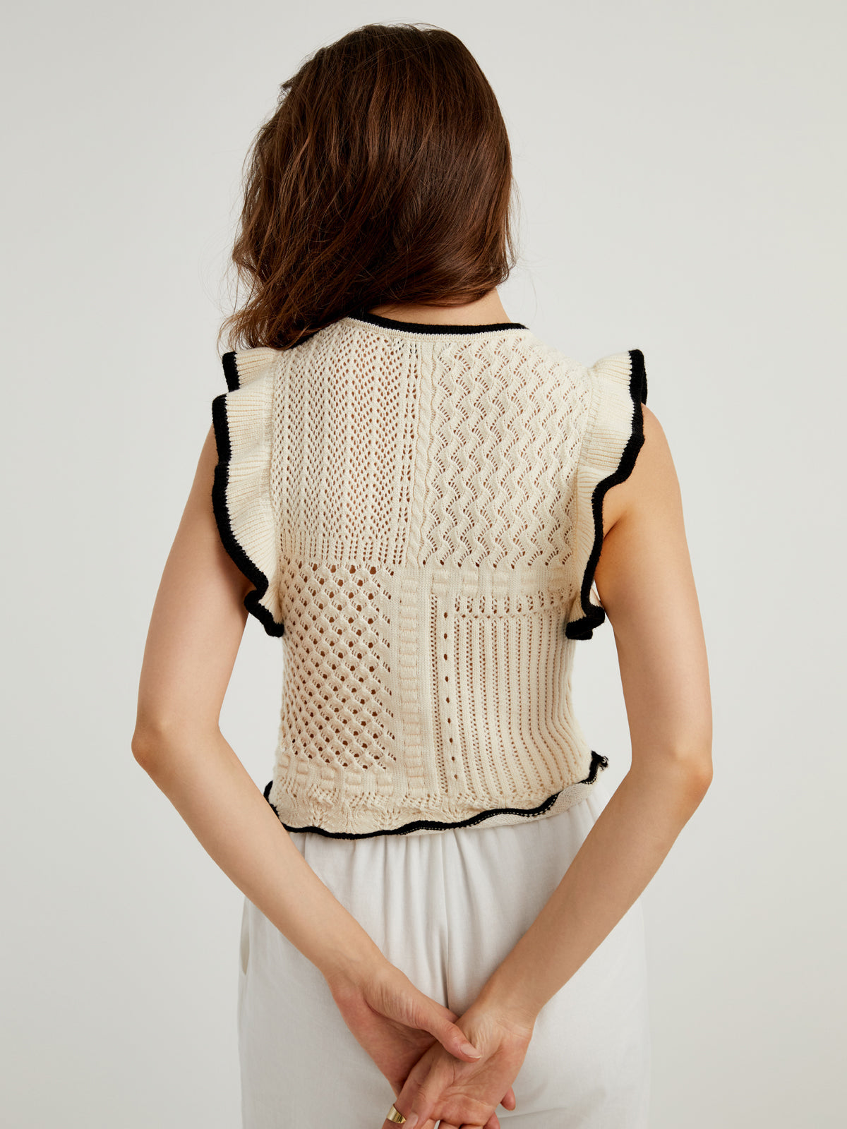 Gehäkeltes Rüschen Oberteil mit Boho Eleganz für Frauen