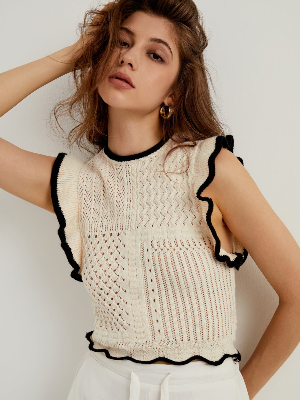 Gehäkeltes Rüschen Oberteil mit Boho Eleganz für Frauen