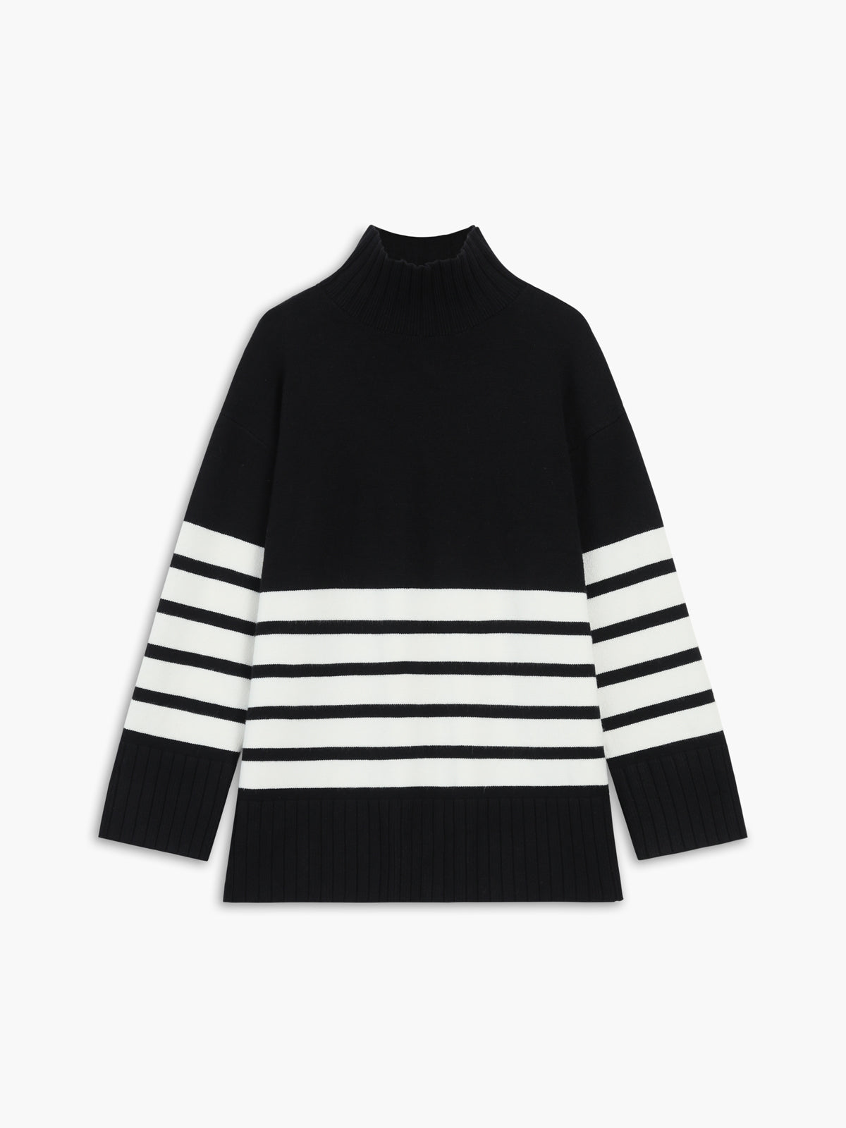Almeda | Paris Mock Neck Pullover mit Streifen