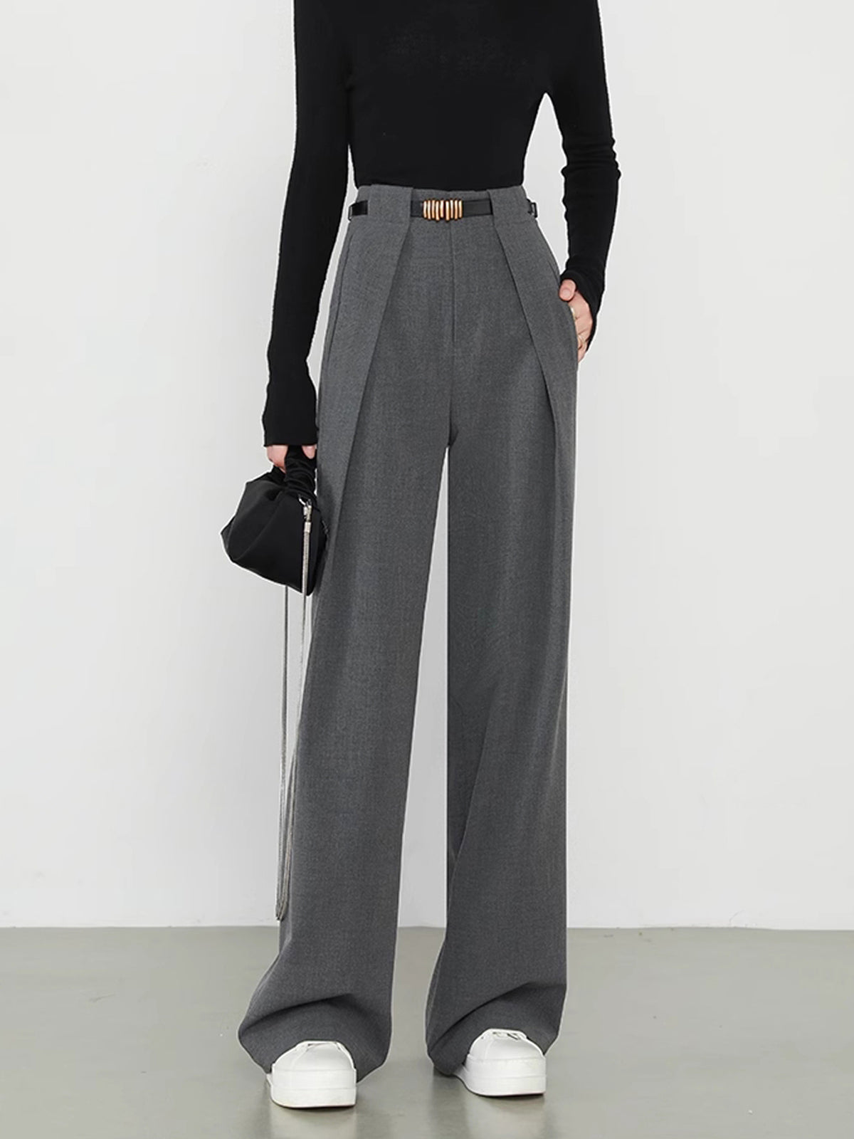 Elegante Stoffhose mit geradem Bein und praktischen Taschen für Frauen